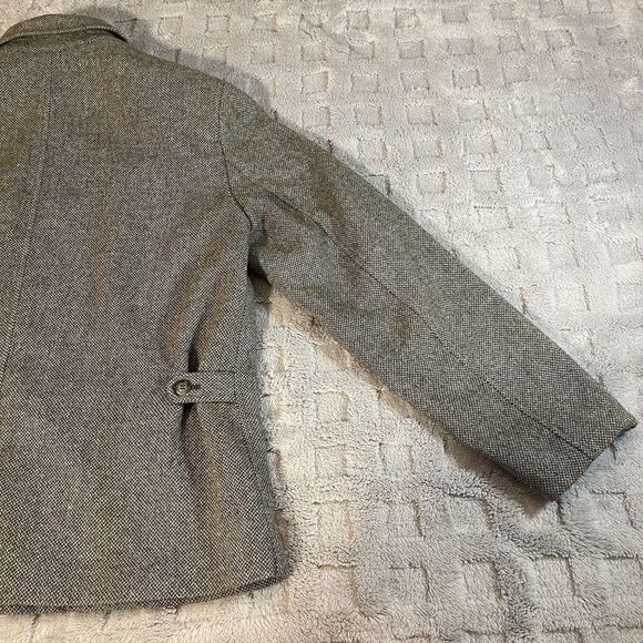 Women's Vtg Evan Picone Green Herringbone Tweed Jacket Coat Size 10 - Picture 11 of 16